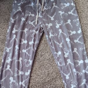 Gray Pajama Pants with White Deer Print